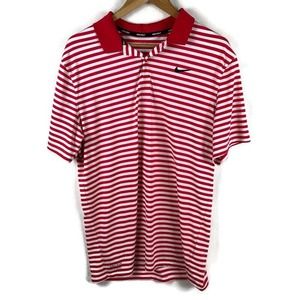 Nike Golf Polo Shirt Women’s Large Red White Stripe Dri Fit Preppy Casual
